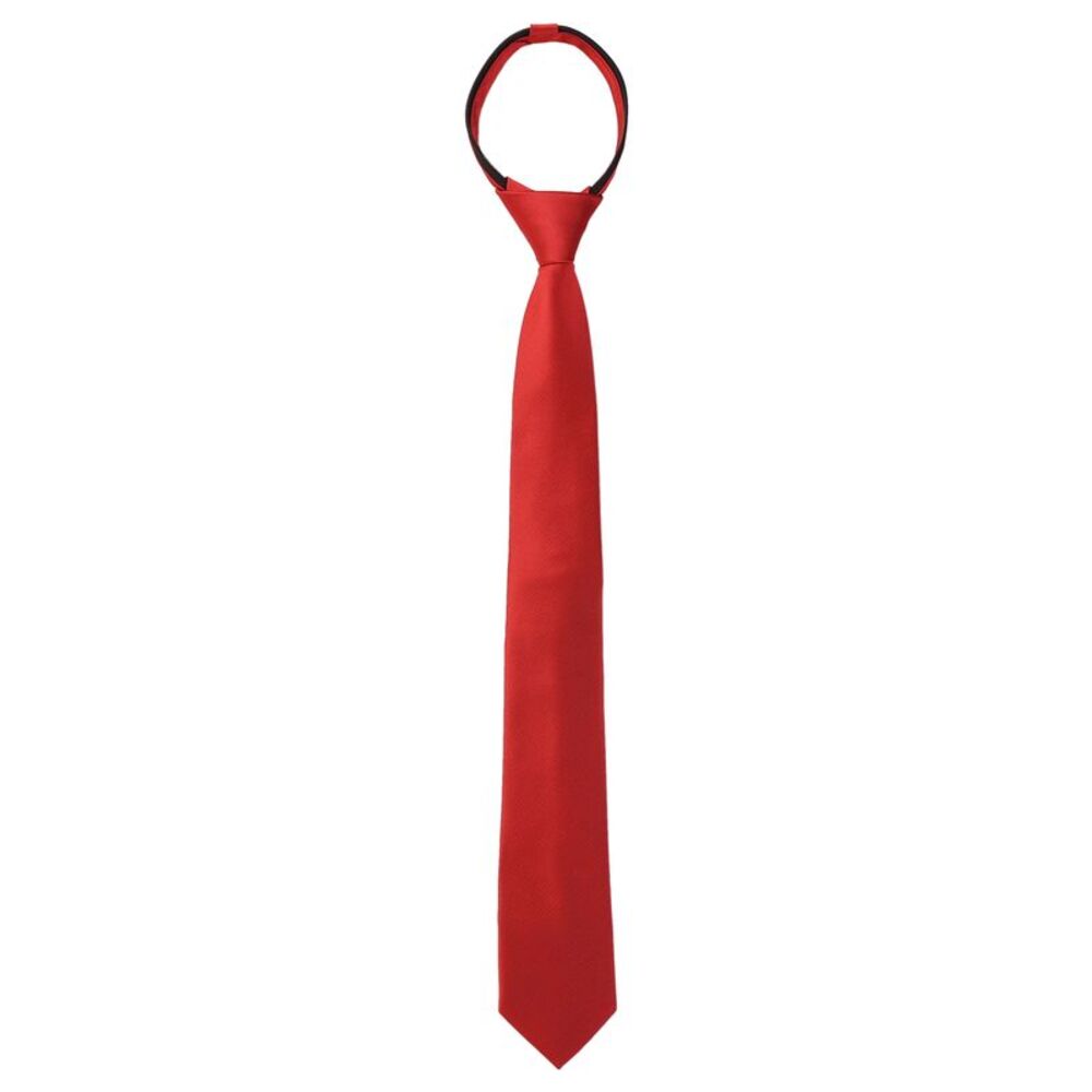 Men's Skinny Pretied Zipper Ties Adjustable Wedding Groom Tie Red